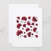 赤カーネーションフォークベクターパターン花 サンキューカード (正面/裏面)
