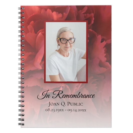 赤カーネーションフローラお祝いの葬式 ノートブック (正面)