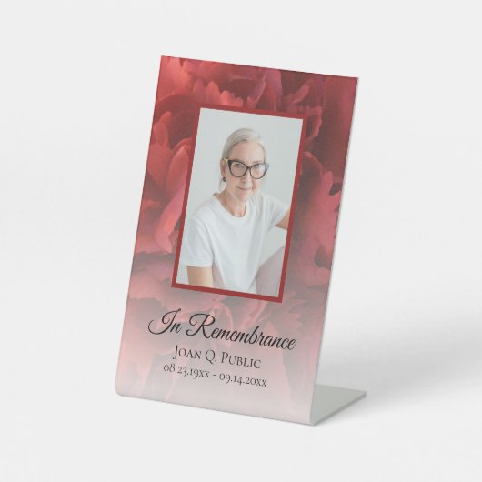 赤カーネーションフローラお祝いの葬式 台座サイン (正面)