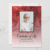 赤カーネーションフローラお祝いの葬式 招待状 (正面)