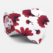 赤カーネーション花柄 ネクタイ (ロール)