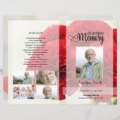 赤カーネーション葬儀プログラムテンプレート (正面/裏面)