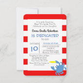 赤カ航海のニ小パーソナライズされた洗礼 招待状 (正面)