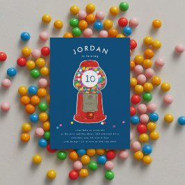 赤ガムボールマシンキャンディバブルガム誕生日 招待状