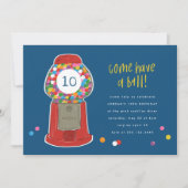 赤ガムボールマシンキャンディバブルガム誕生日 招待状 (正面)