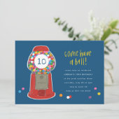 赤ガムボールマシンキャンディバブルガム誕生日 招待状 (スタンド正面)