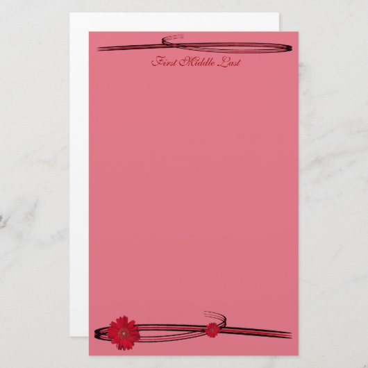 赤ガーベラデイジーフラワーフォトフローズンカスタム 便箋 (正面/裏面)