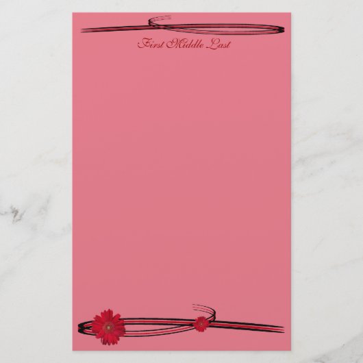 赤ガーベラデイジーフラワーフォトフローズンカスタム 便箋 (正面)