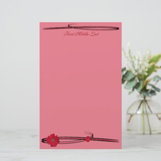 赤ガーベラデイジーフラワーフォトフローズンカスタム 便箋 (スタンド正面)