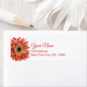 赤ガーベラデイジー水彩書道返却 ラベル (インサイチュ)