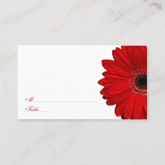 赤ガーベラデイジー結婚の座席表 プレイスカード (正面)