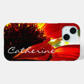 赤ガーベラデイジー花写真スクリプト名前をカスタムする Case-Mate iPhoneケース (裏面 (横))