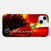 赤ガーベラデイジー花写真スクリプト名前をカスタムする Case-Mate iPhoneケース (裏面 (横))