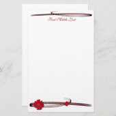 赤ガーベラデイジー花写真フローリッシュ 便箋 (正面/裏面)