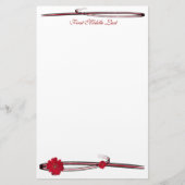 赤ガーベラデイジー花写真フローリッシュ 便箋 (正面)