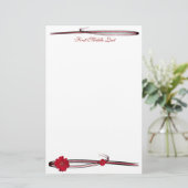 赤ガーベラデイジー花写真フローリッシュ 便箋 (スタンド正面)