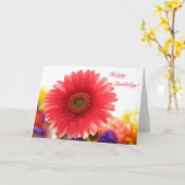赤ガーベラデイジー誕生日グリーティングカード カード (黄色い花)