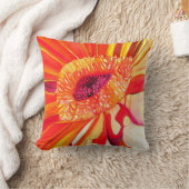 赤ガーベラ花の水絵画色の芸術 クッション (ブランケット)