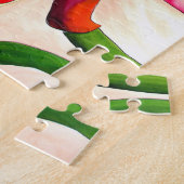 赤ガーベラ花の水絵画色の芸術 ジグソーパズル (側面)