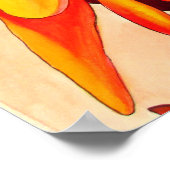 赤ガーベラ花の水絵画色の芸術 ポスター (角)