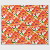 赤ガーベラ花の水絵画色の芸術 ラッピングペーパー (フラット)