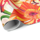 赤ガーベラ花の水絵画色の芸術 ラッピングペーパー (ロールコーナー)