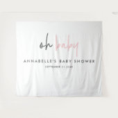 赤ガーリーちゃんシャワーピンクモダンユニークタイポグラフィ タペストリー (正面(横))