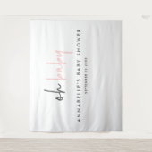 赤ガーリーちゃんシャワーピンクモダンユニークタイポグラフィ タペストリー (正面)