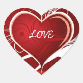 赤ガーリーと白の抽象芸術ハートとフローラ渦巻き ハートシール (正面)