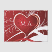 赤ガーリーと白の抽象芸術ハートとフローラ渦巻き 薄葉紙 (正面)