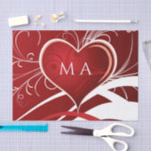 赤ガーリーと白の抽象芸術ハートとフローラ渦巻き 薄葉紙 (クラフト)