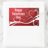 赤ガーリーと白の抽象芸術ハートとフローラ渦巻き 長方形シール (バッグ)