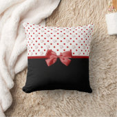 赤ガーリーと黒の水玉模様ハートは名前で弓 クッション (ブランケット)