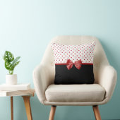 赤ガーリーと黒の水玉模様ハートは名前で弓 クッション (椅子)