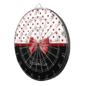 赤ガーリーと黒の水玉模様ハートは名前で弓 ダーツボード (正面右)