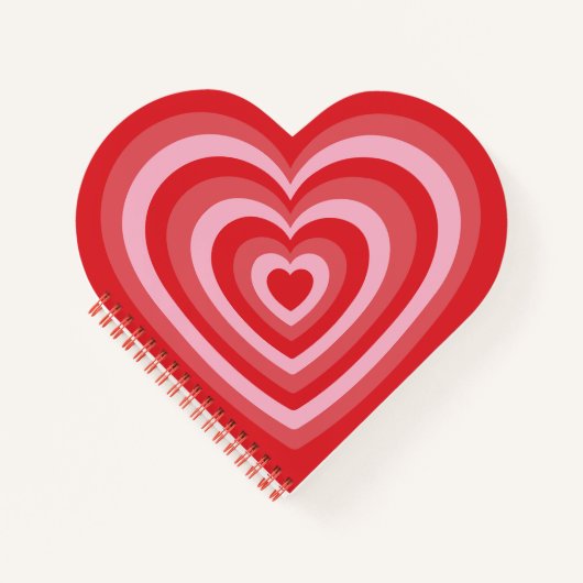 赤ガーリーピンクハートY2Kパターン ノートブック (正面)