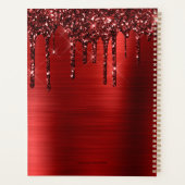 赤ガーリー滴下グリッターブラシ付きメタル2023 プランナー手帳 (裏面)