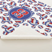 赤ガーリー白と青のバレーボール模様 シェルパブランケット (3/4)