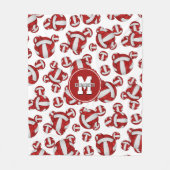 赤ガーリー白チームカラーバレーボールルームの装飾 フリースブランケット (正面)