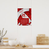 赤ガーリー白バレーボールチームの写真 ポスター (キッチン)