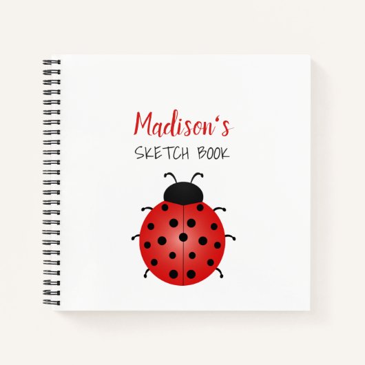 赤ガーリー白黒のスケッチブック ノートブック (正面)