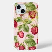 赤ガーリー、パステルピンクと金ゴールドラズベリーフルーツ Case-Mate iPhoneケース (裏面)