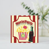 赤ガールズムービー誕生日パーティーへの招待 招待状 (スタンド正面)