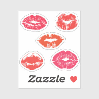 赤キスをする唇 シール