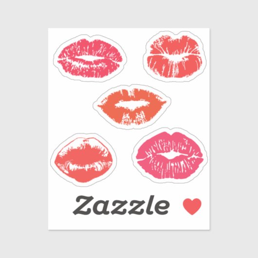 赤キスをする唇 シール (シート)