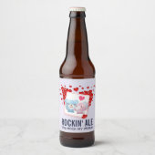 赤キスをする恋のハートたちのまわりに ビールラベル (正面)
