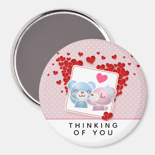 赤キスをする恋のハートたちのまわりに マグネット (正面/裏面)