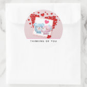 赤キスをする恋のハートたちのまわりに ラウンドシール (バッグ)