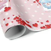 赤キスをする恋のハートたちのまわりに ラッピングペーパー (ロールコーナー)