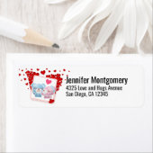 赤キスをする恋のハートたちのまわりに ラベル (インサイチュ)